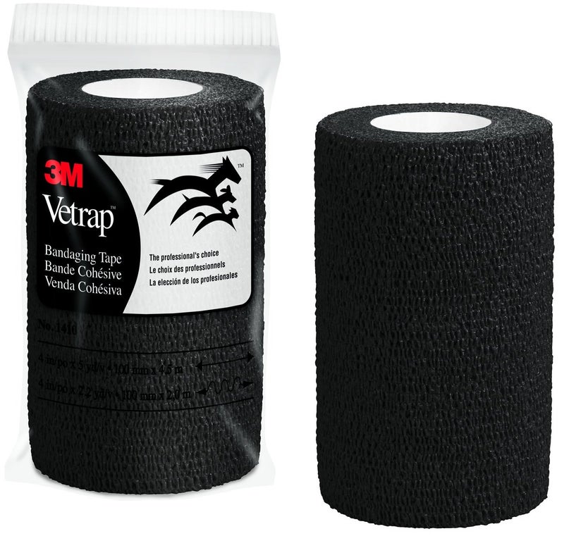 3M Vetrap 4 Bold Color Bandaging Tape 4x 5 Yards Pillow Box 6 Rolls Black